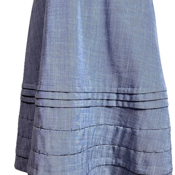 Banana Republic Dress 10 Off Shoulder Sheath Chambray Blue A-Line Ruffle Stretch - Picture 7 of 9